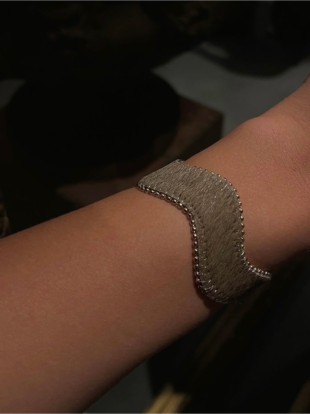 Silver-Tone Textured Wave Cuff Bracelet - Silver